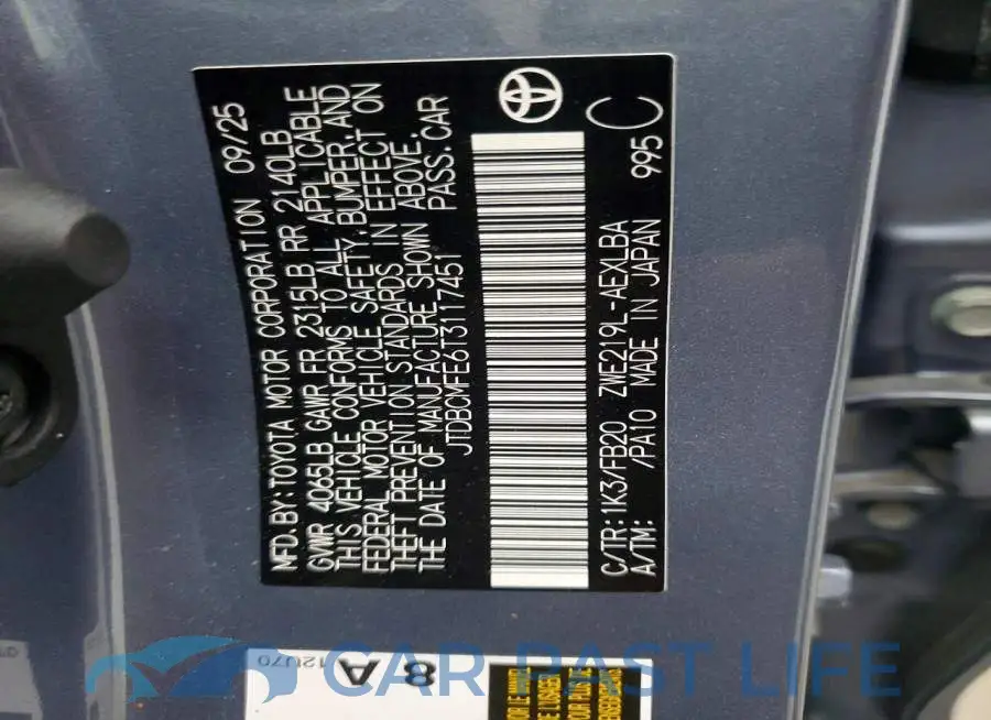 JTDBCMFE6T3117451# 13