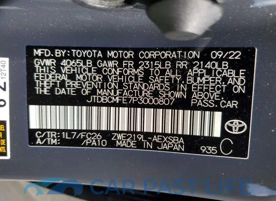 JTDBCMFE7P3000807# 13
