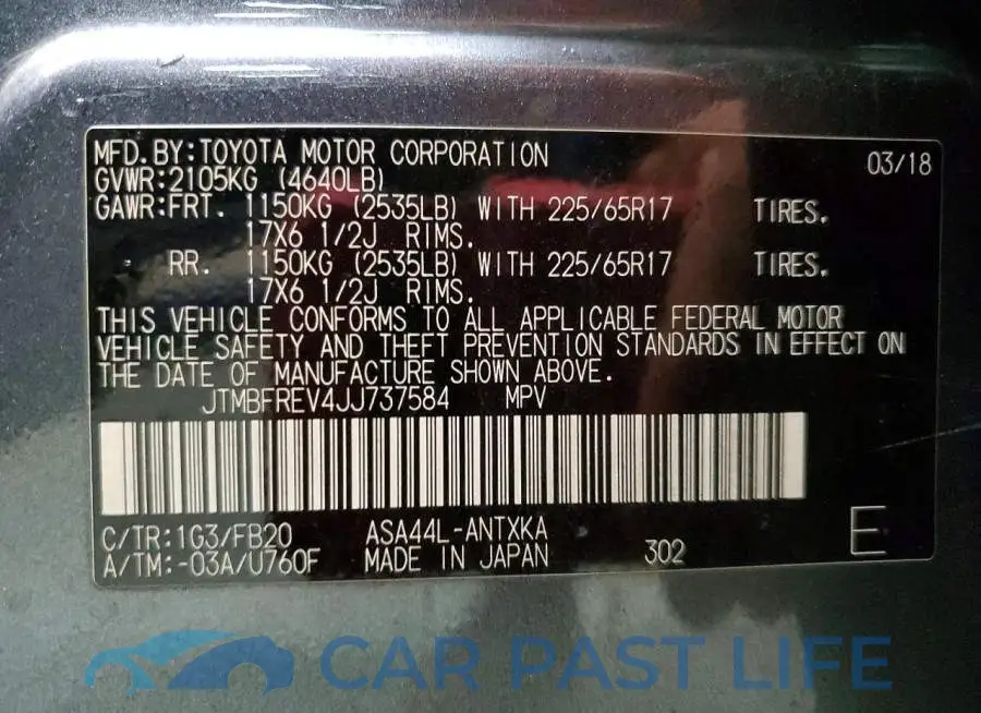 JTMBFREV4JJ737584# 13