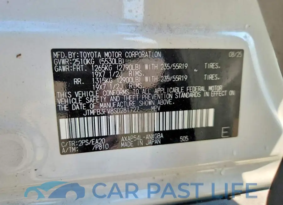 JTMFB3FV8SD281727# 13