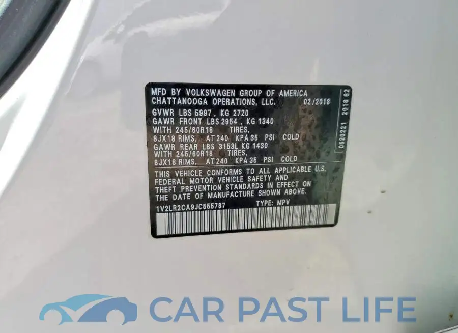 1V2LR2CA9JC555787# 13