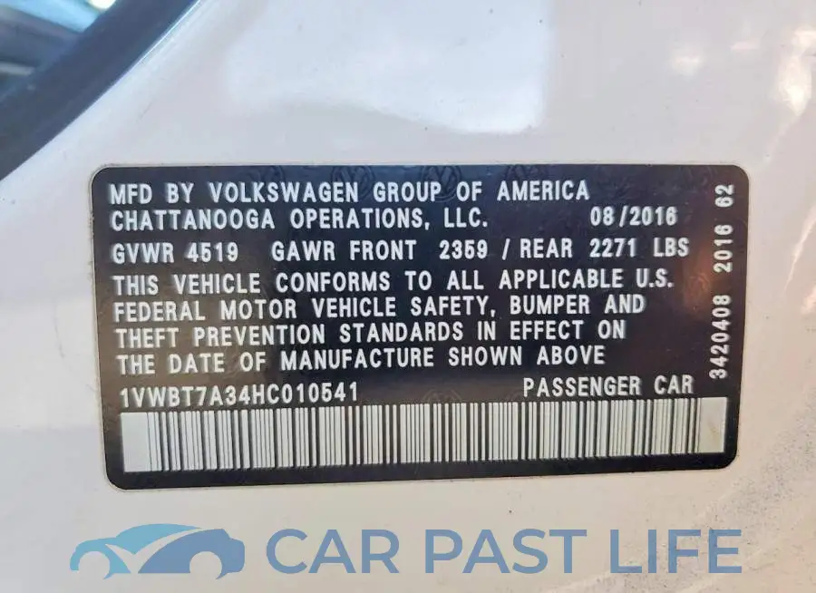 1VWBT7A34HC010541# 13
