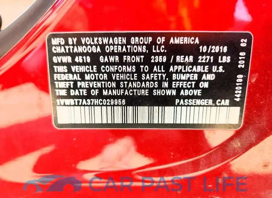 1VWBT7A37HC029956# 12