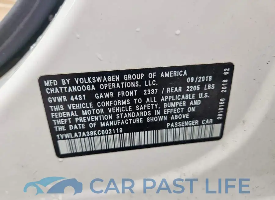 1VWLA7A38KC002119# 12