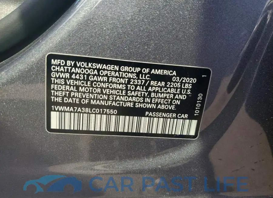 1VWMA7A38LC017550# 12