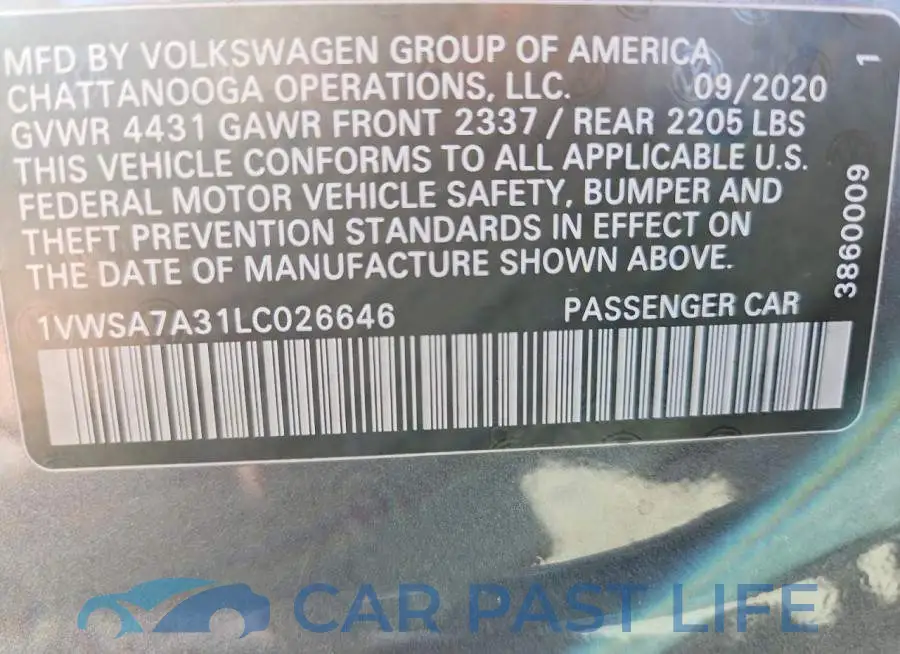 1VWSA7A31LC026646# 12