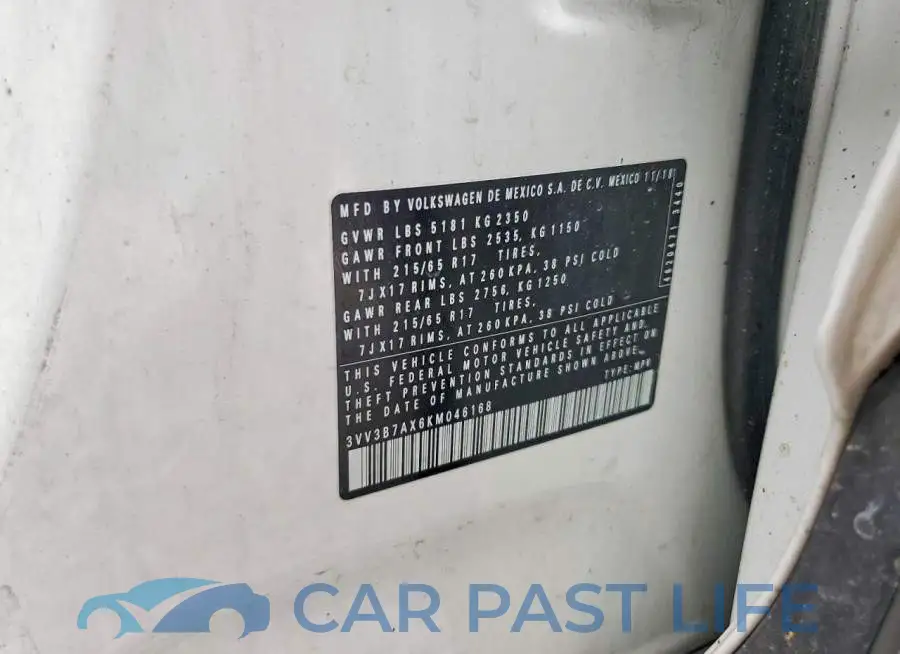 3VV3B7AX6KM046168# 12