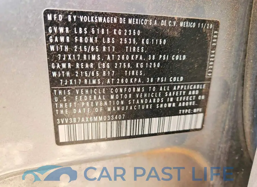 3VV3B7AX6MM033407# 13