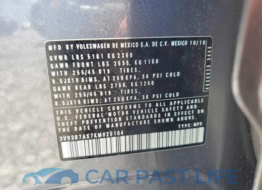 3VV3B7AX7KM025104# 13