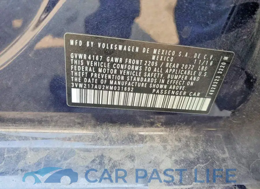 3VW217AU2HM031692# 14