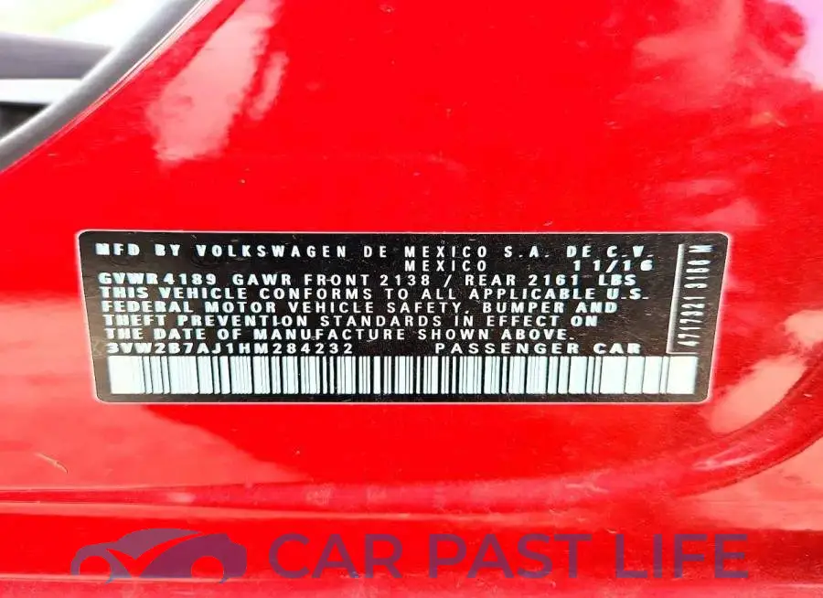 3VW2B7AJ1HM284232# 12