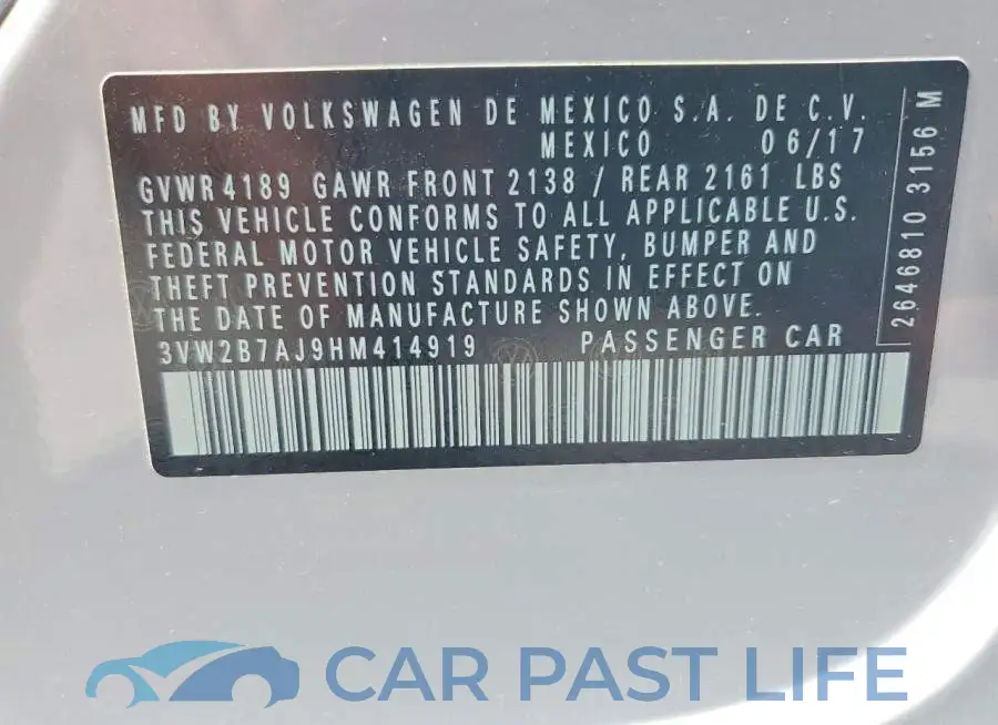 3VW2B7AJ9HM414919# 12