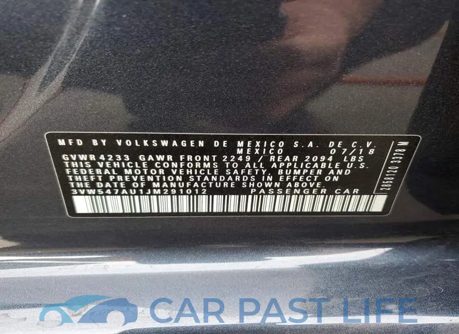 3VW547AU1JM291012# 12
