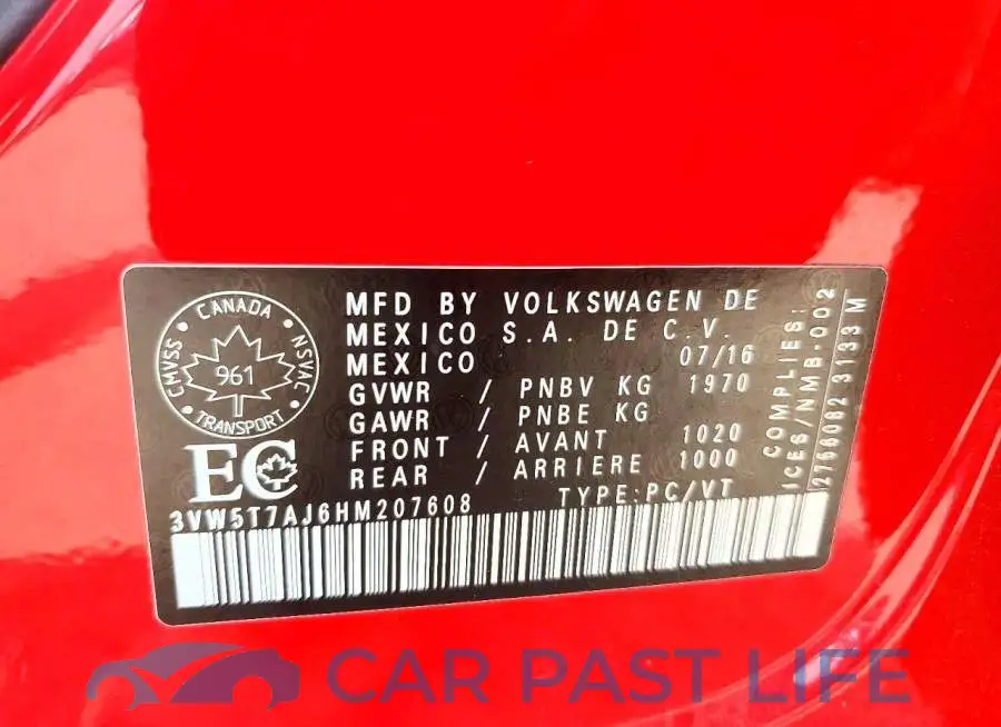 3VW5T7AJ6HM207608# 12