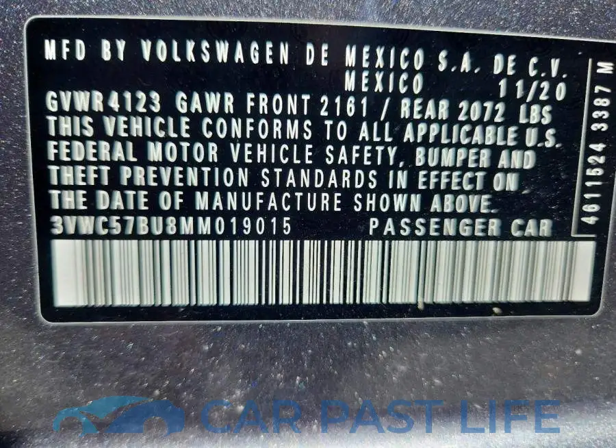 3VWC57BU8MM019015# 12