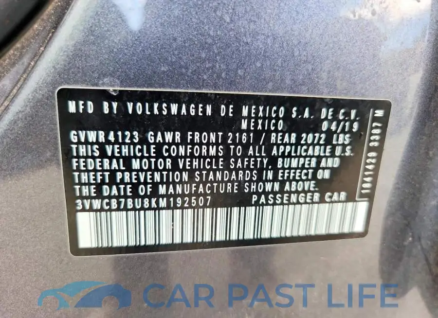 3VWCB7BU8KM192507# 12