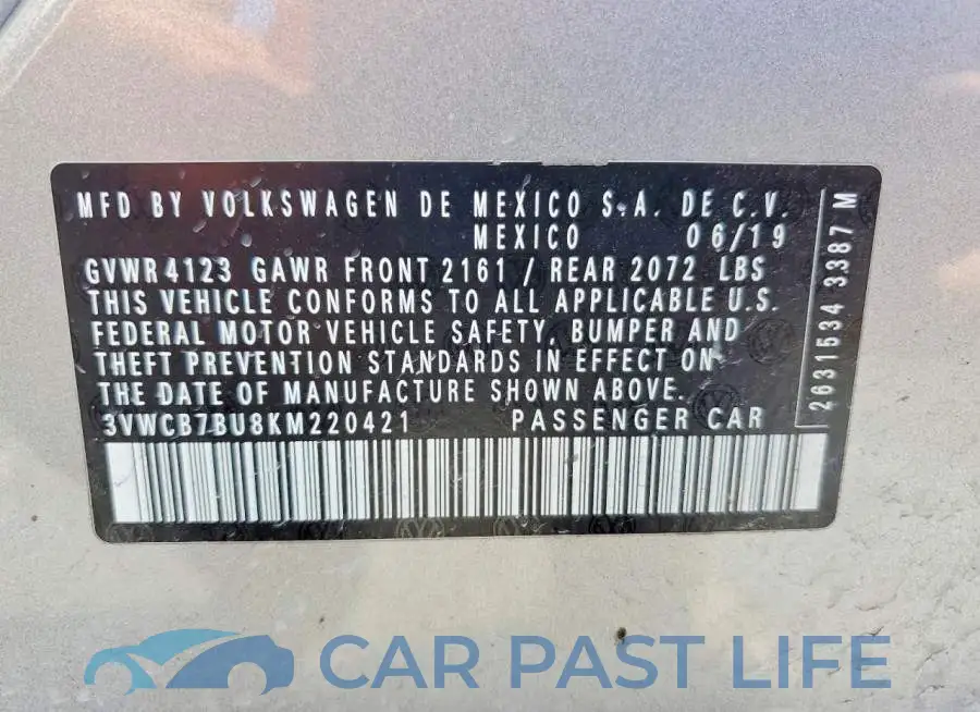 3VWCB7BU8KM220421# 13