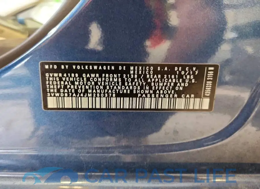 3VWDB7AJ4JM250378# 12
