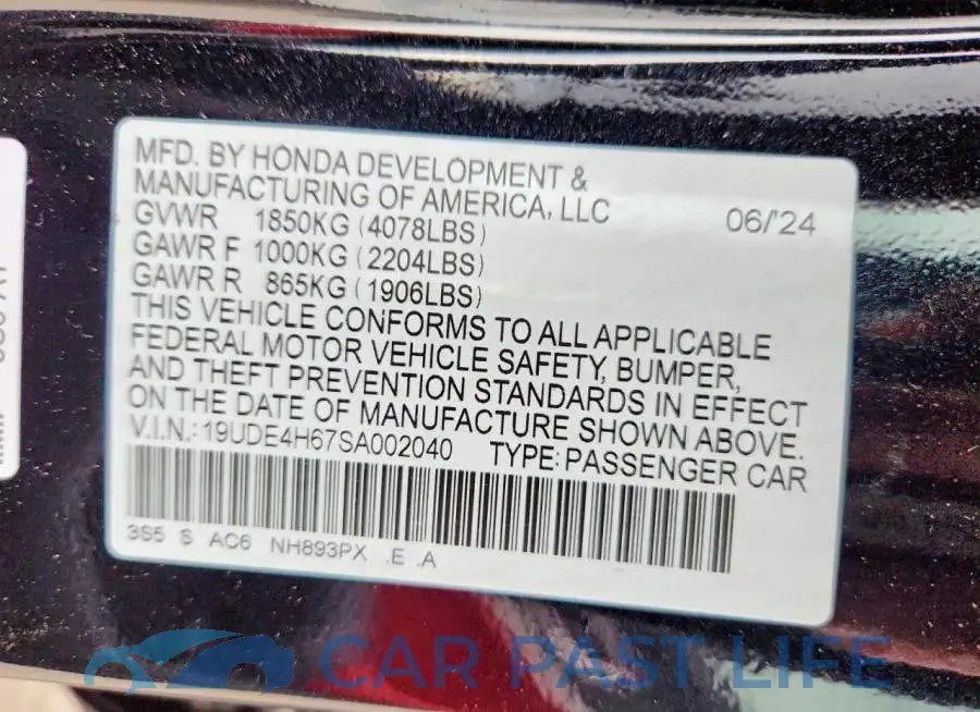 19UDE4H67SA002040# 12