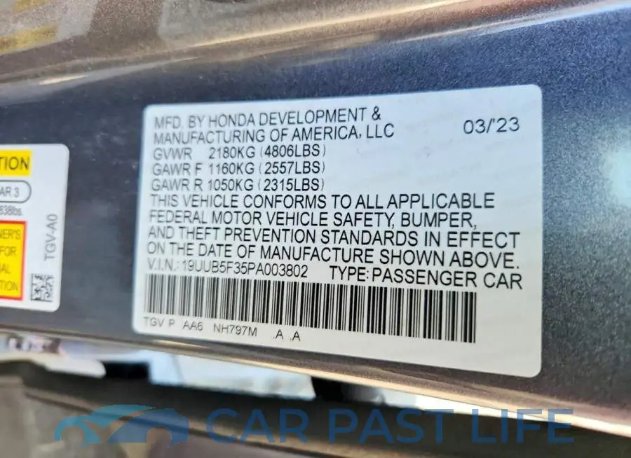 19UUB5F35PA003802# 12