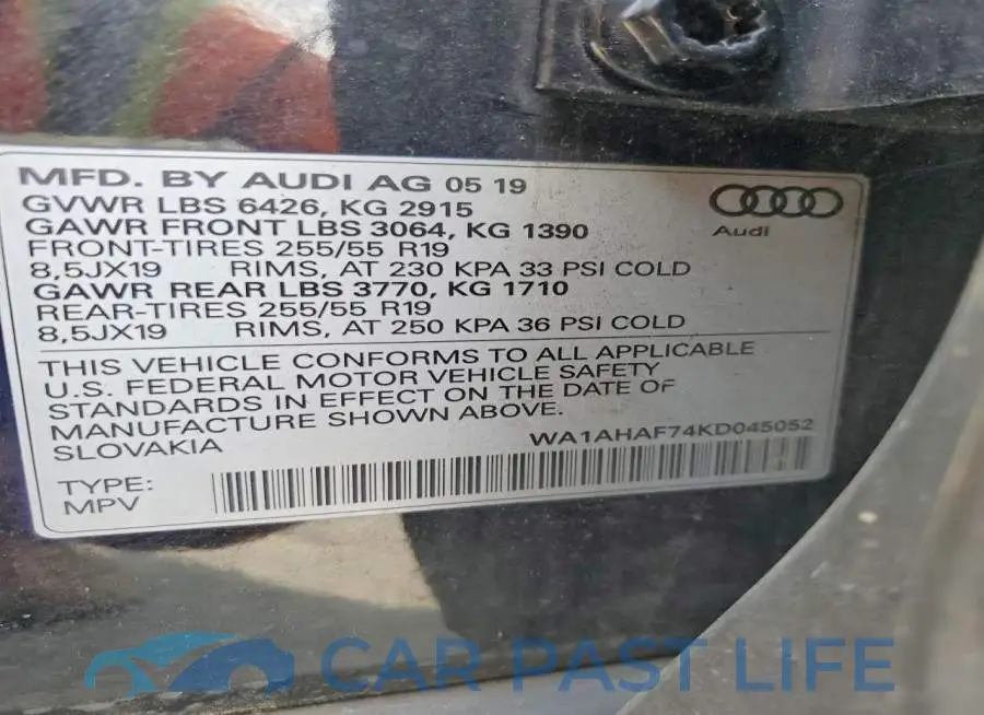 WA1AHAF74KD045052# 13