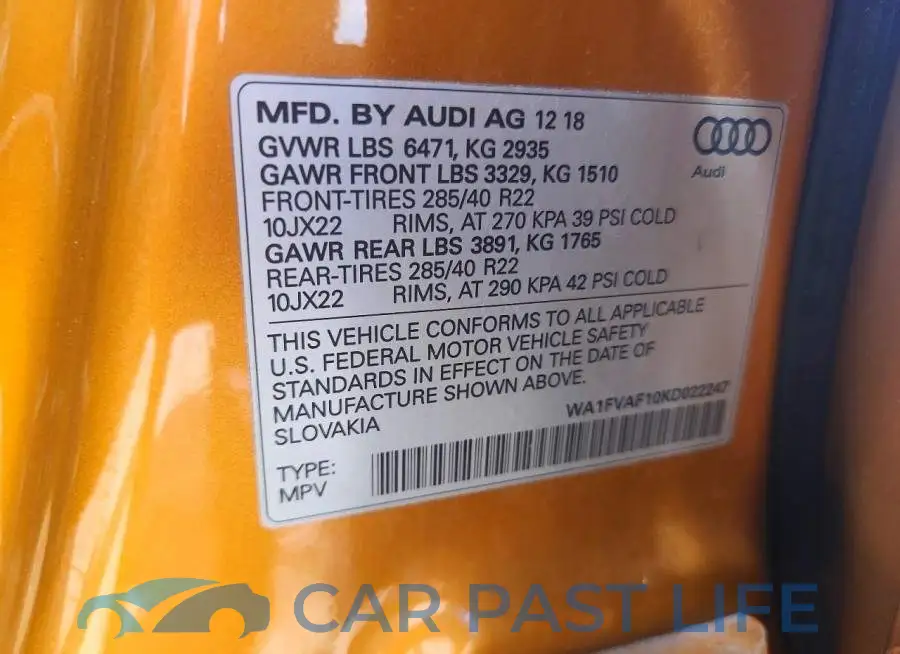 WA1FVAF10KD022247# 13