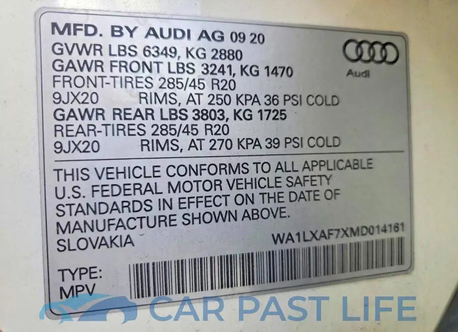 WA1LXAF7XMD014161# 13