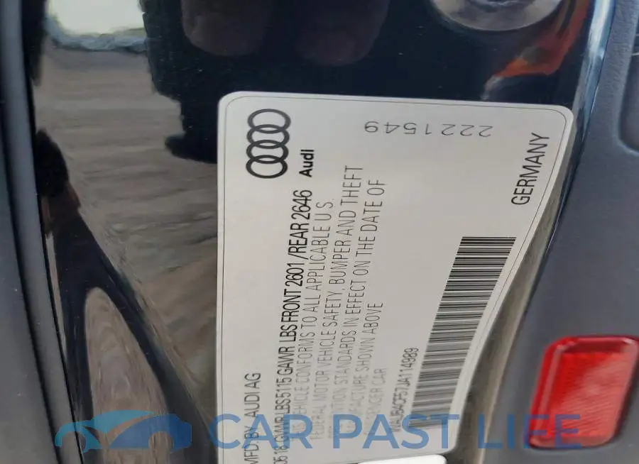 WAUB4CF57JA114989# 12