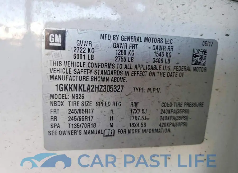 1GKKNKLA2HZ305327# 12