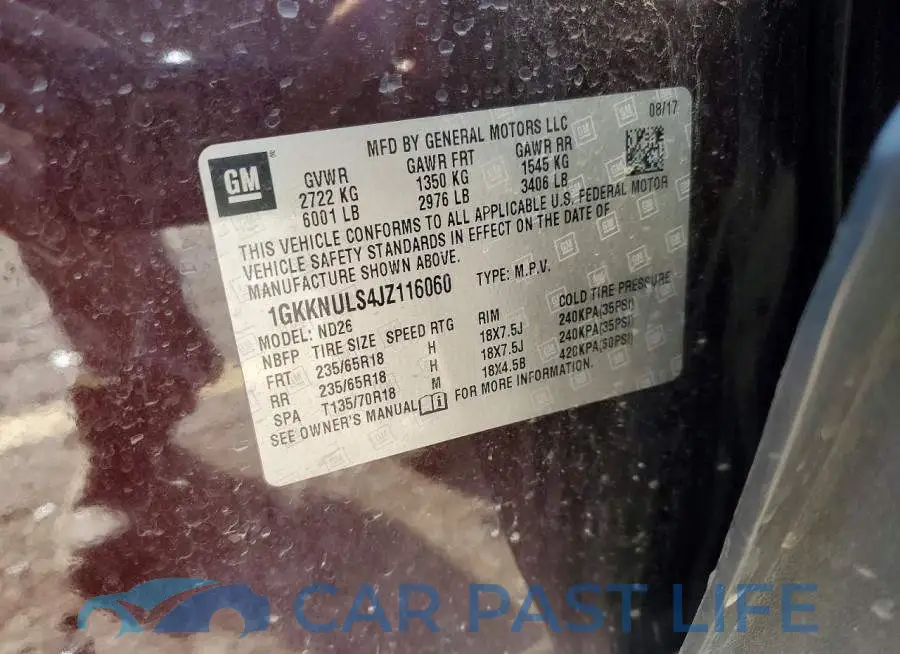 1GKKNULS4JZ116060# 14