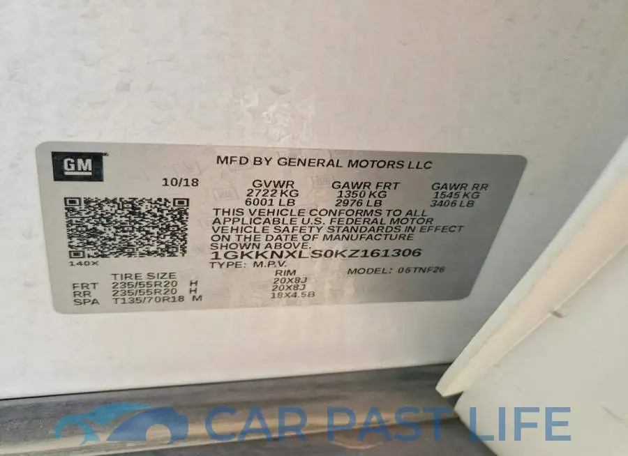 1GKKNXLS0KZ161306# 13