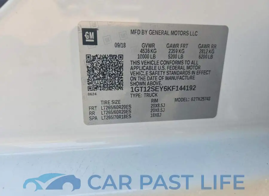 1GT12SEY6KF144192# 12