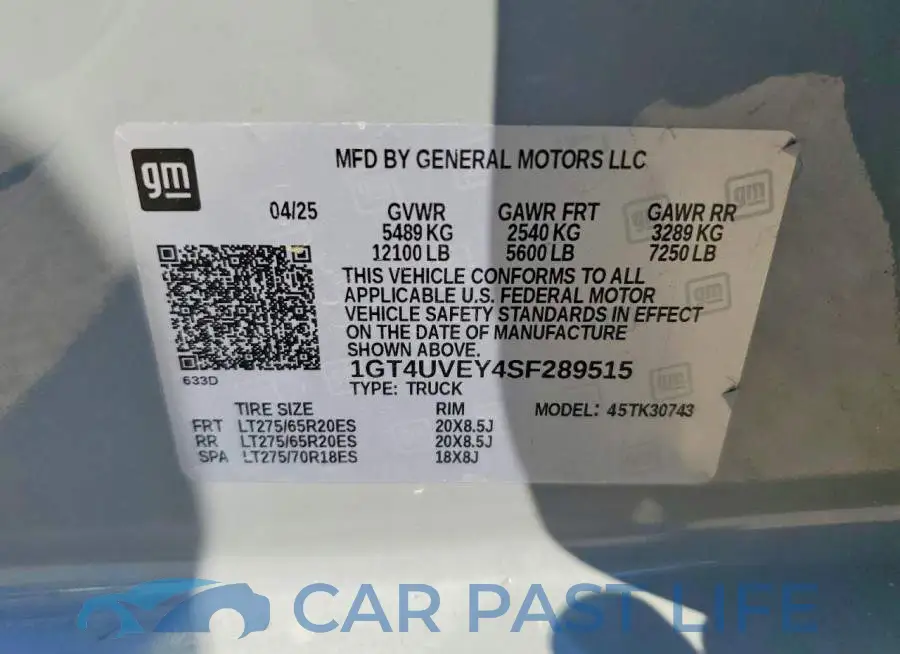 1GT4UVEY4SF289515# 12