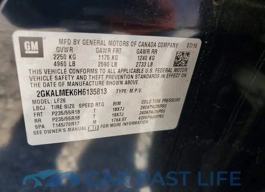 2GKALMEK6H6135813# 13