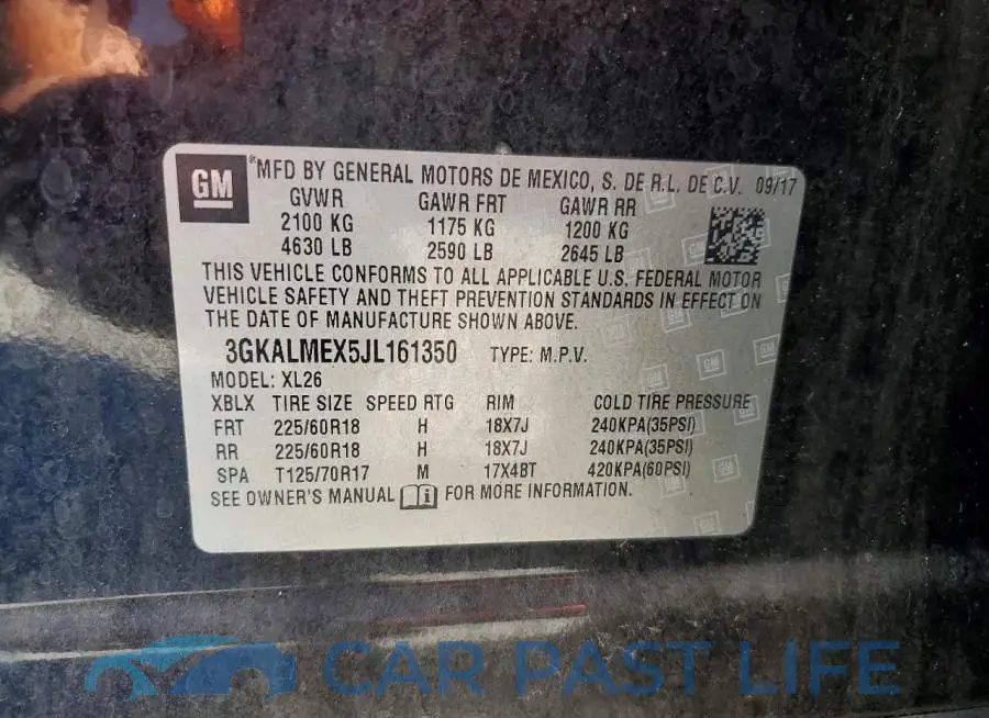 3GKALMEX5JL161350# 13