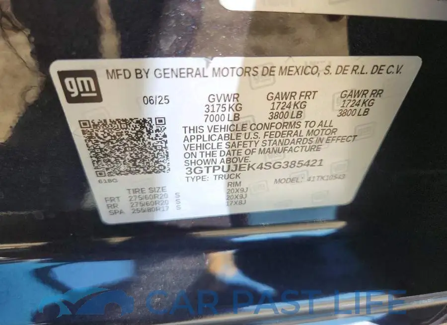 3GTPUJEK4SG385421# 12