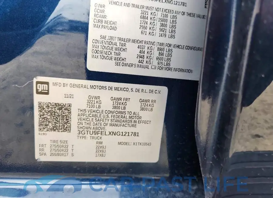 3GTU9FELXNG121781# 12