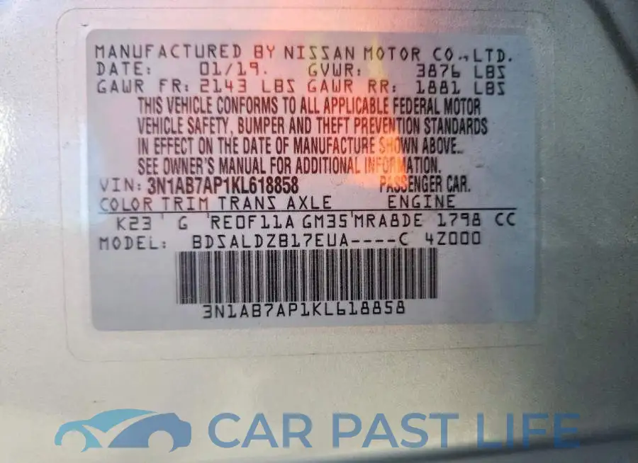3N1AB7AP1KL618858# 12