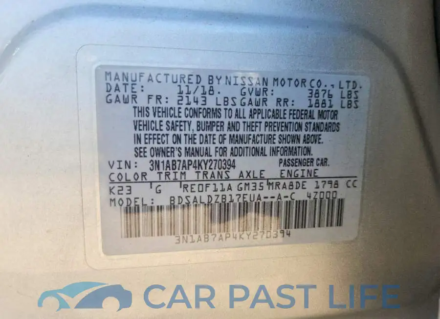3N1AB7AP4KY270394# 12