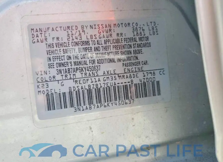 3N1AB7AP6KY450637# 13