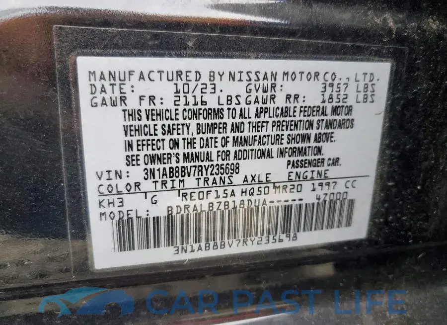 3N1AB8BV7RY235698# 12