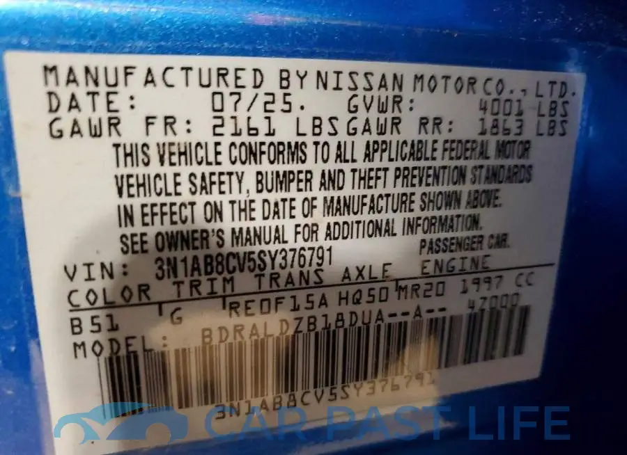 3N1AB8CV5SY376791# 12