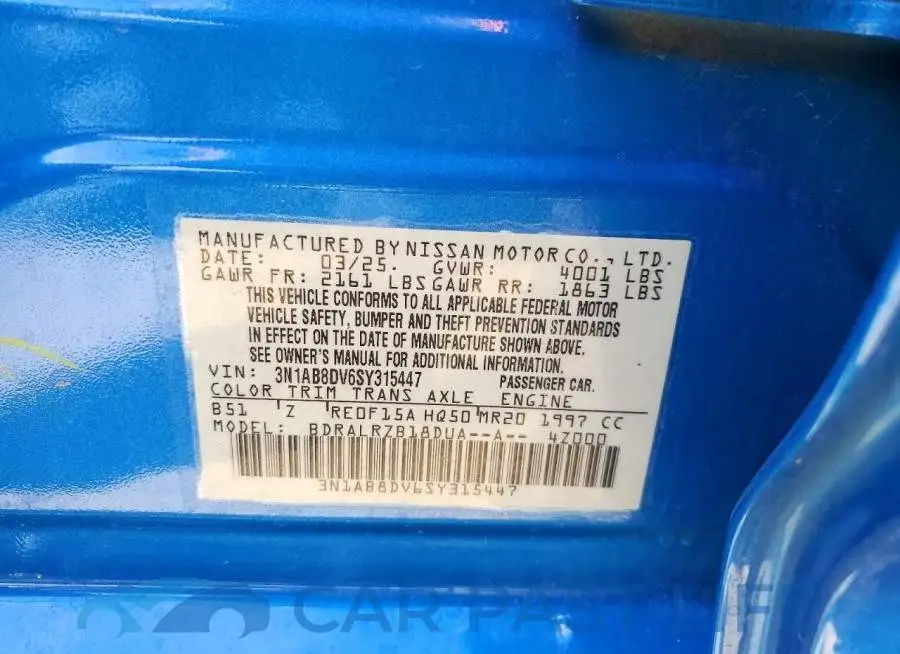3N1AB8DV6SY315447# 12
