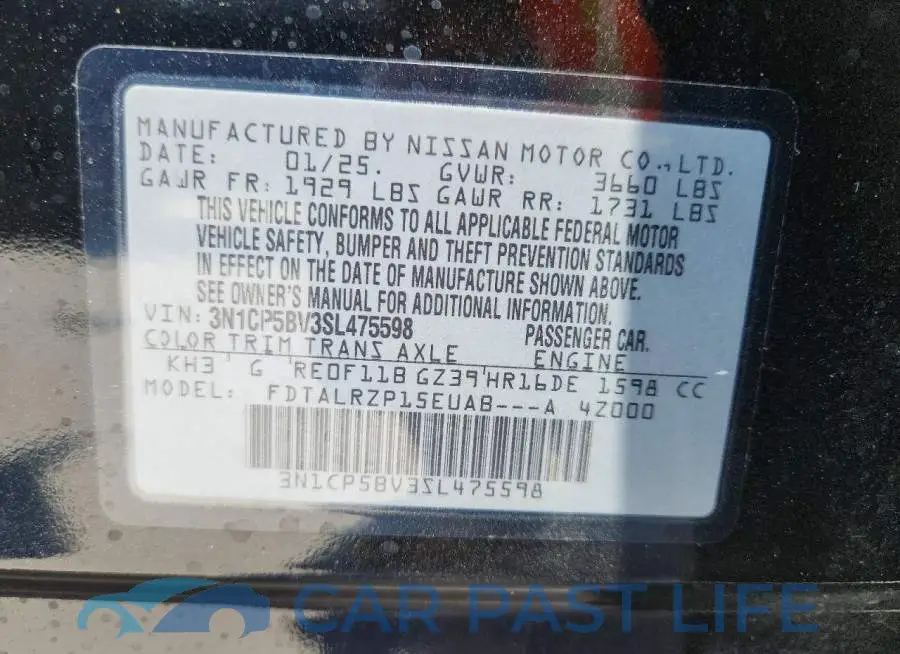 3N1CP5BV3SL475598# 12