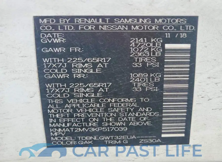 KNMAT2MV3KP517039# 13