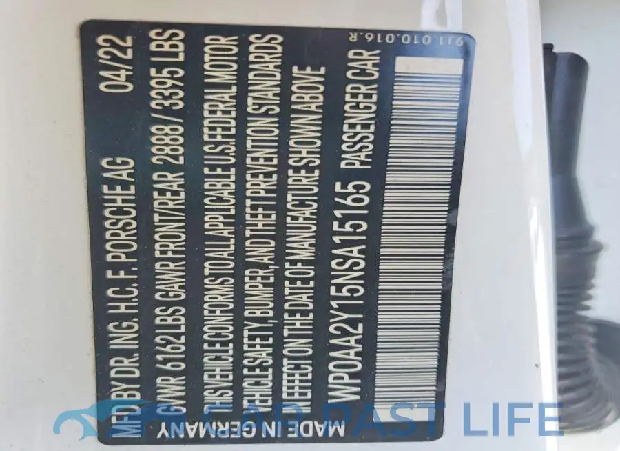 WP0AA2Y15NSA15165# 13
