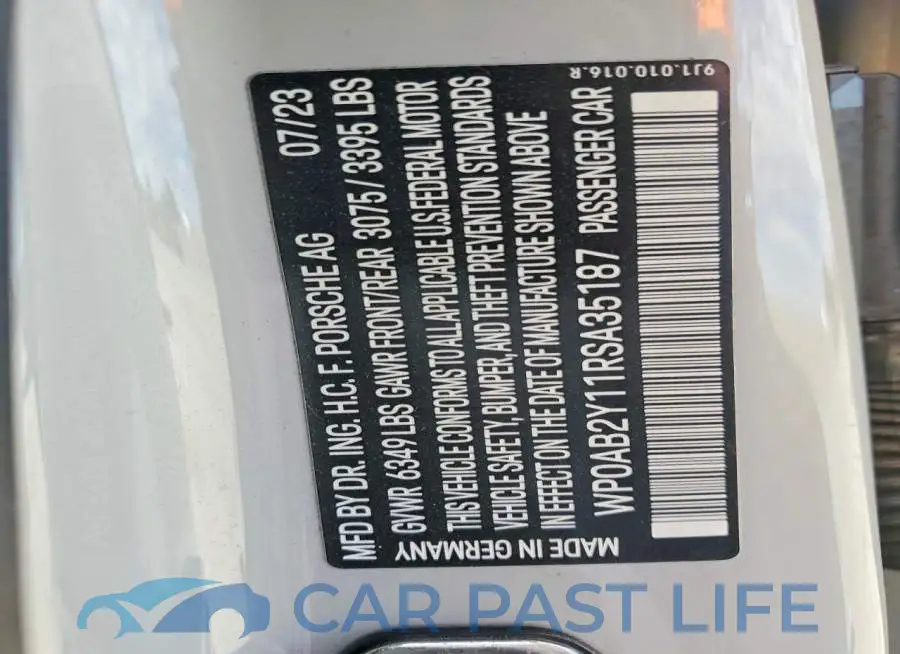 WP0AB2Y11RSA35187# 12