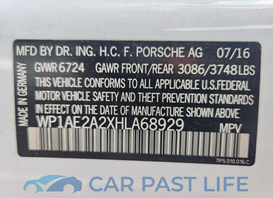 WP1AE2A2XHLA68929# 13