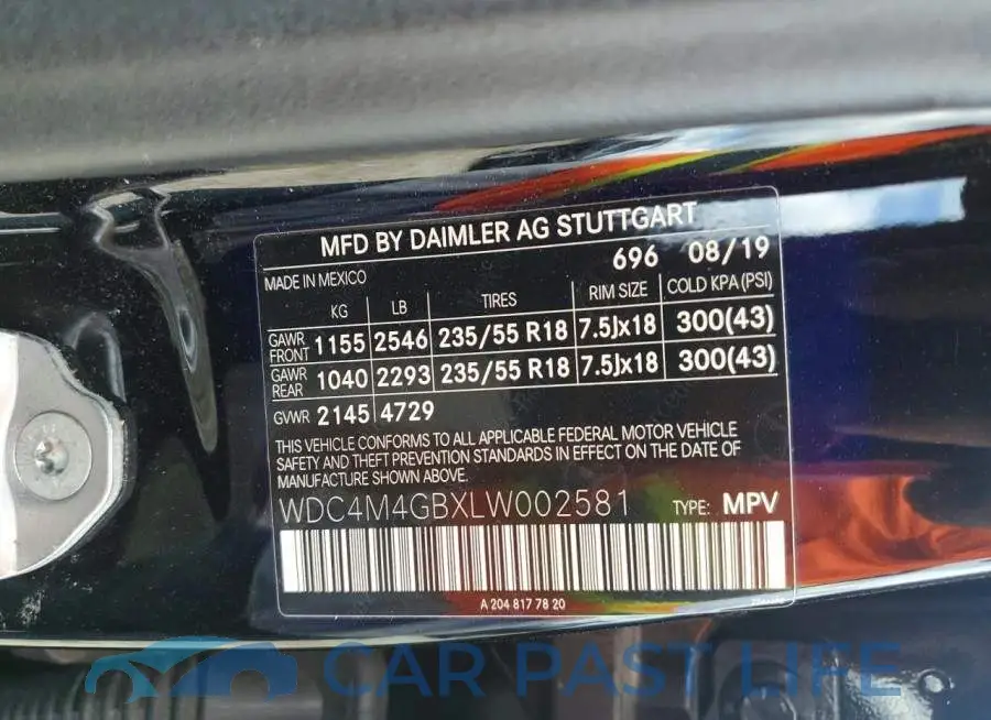 WDC4M4GBXLW002581# 13