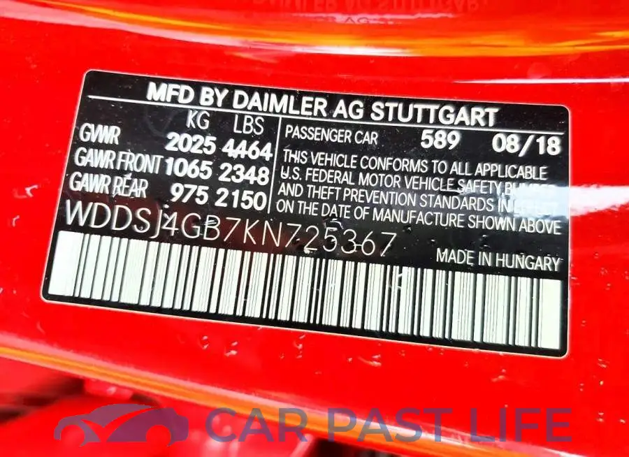 WDDSJ4GB7KN725367# 13